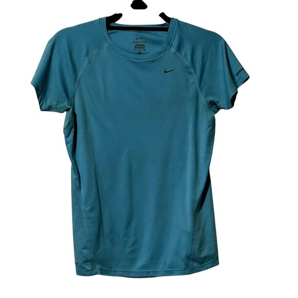 Nike Dri-Fit Womens Size S Aqua Blue Athletic Activewear T-Shirt - Picture 1 of 10